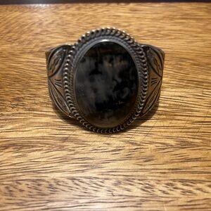 Petrified Wood Silver Cuff Bracelet